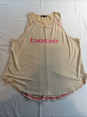 bebe Cream Tank with Pink Logo